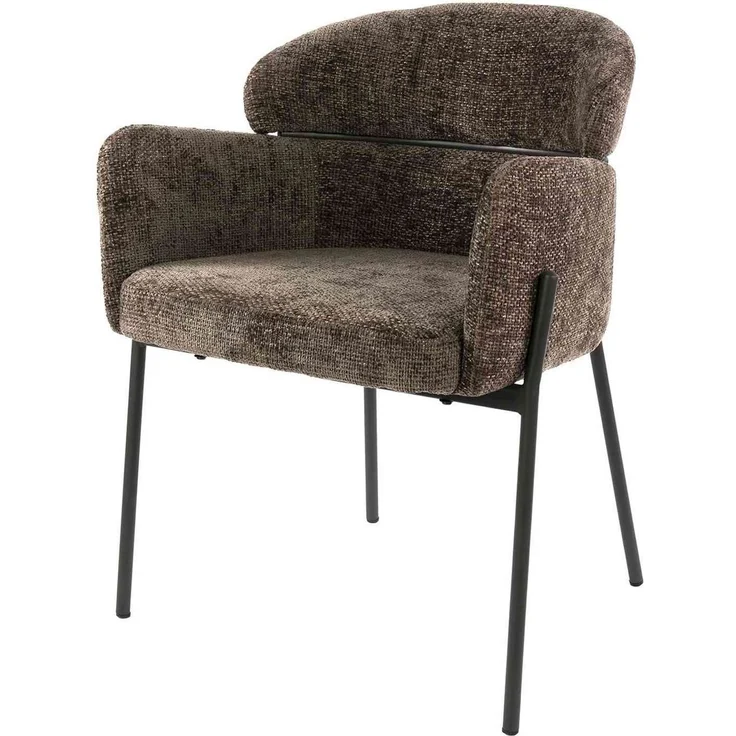 Armstuhl Vura 2er-Set mit Chenille-Bezug und Metallgestell, Taupe – Bild 1
