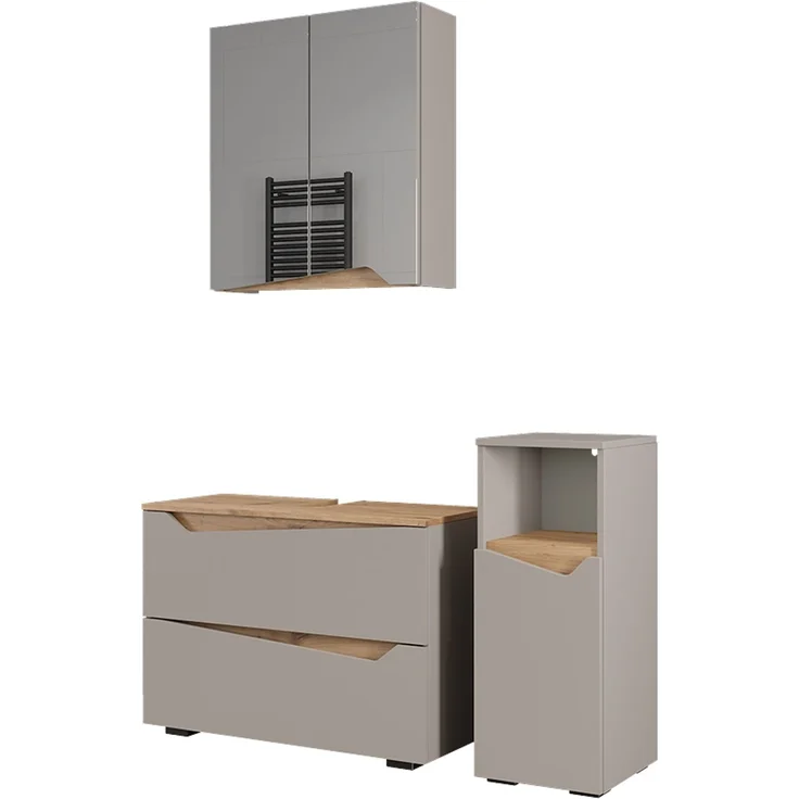 Badmöbel-Set Marelle Greige/Artisan-Eiche 3-teilig Vicco – Bild 1