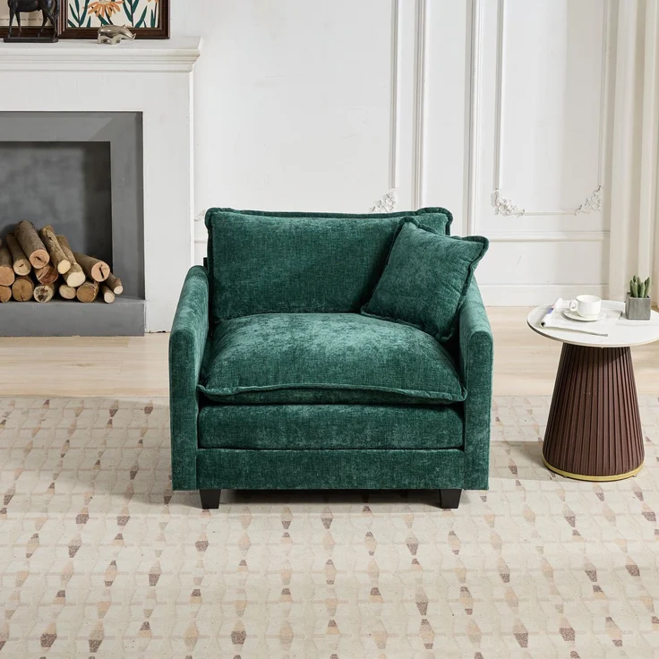 ZUBALIYA Sofa mit LED - Beleuchtung, mit Chenille - Bezug, mit Cordbezug, modular aufgebaut, aus Chenille, für Wohnzimmer und Apartments – Bild 4