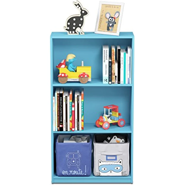 Furinno Basic Bücherregal mit 3 Fächern, Aufbewahrungsregal, holz, Hellblau, 23. 5x55. 25x100. 33 cm – Bild 5