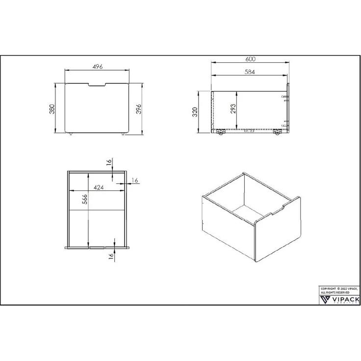 Kinderbett >Scott< Rollrost, 3 Schübe, 90x200cm, Weiß, Massivholz - 208x83x105cm (BxHxT) – Bild 4