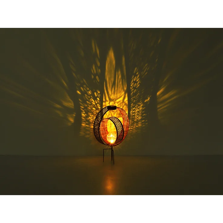 2er Set LED Solarleuchten Dekorstanzungen in Silber & Crackleglas, Höhe 42cm – Bild 8