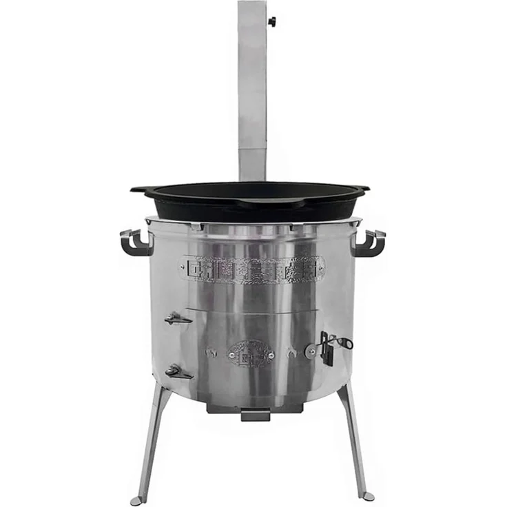 Grillpeter Utschak Timur Ø40 cm aus Edelstahl mit Rauchrohr Kazan 10L Gusseisen – Bild 1