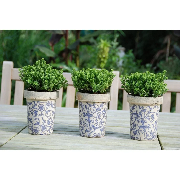 Blumentopf in weiß - blau aus Keramik – Bild 2