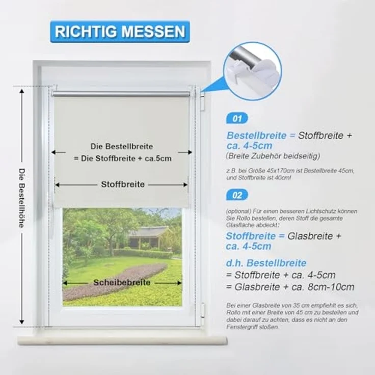 Verdunkelungsrollo Rollos für Fenster und Tür ohne Bohren 85x140 cm(BxH) Creme Thermo Rollo Klemmfix Verdunklungsrollo Fensterrollo Lichtblick Sicht-und Sonnenschutz Wand-und Deckenmontag – Bild 4