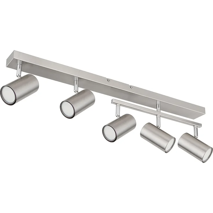 Spotlampe, Metall, Nickel matt, 5 Flammig, L 70cm – Bild 1