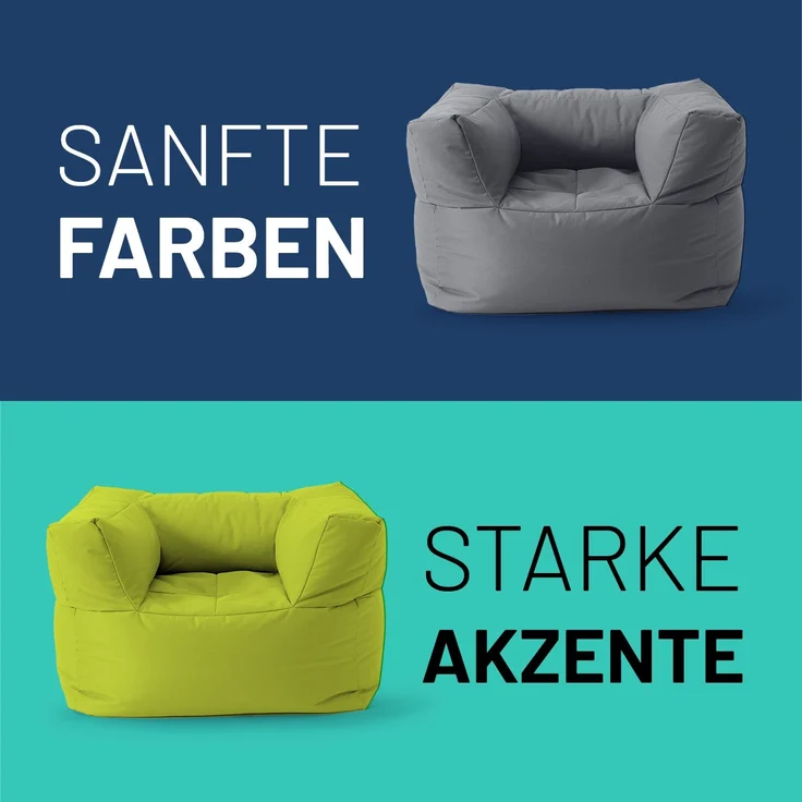 Lumaland Sitzsack-Sofa, Polyester, Sessel, Apfelgrün, 70 x 72 x 96 cm – Bild 8