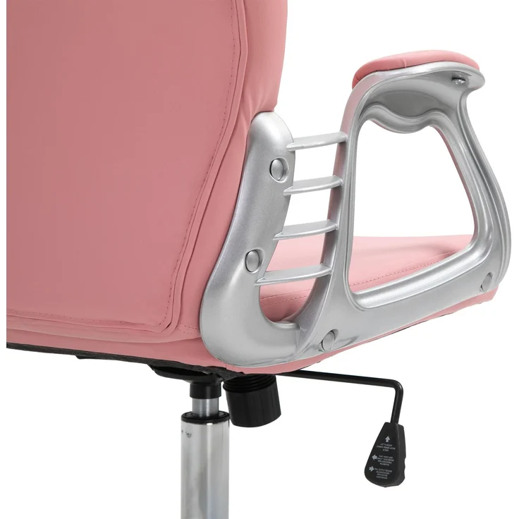 Faumrta Bürostuhl Chefsessel ergonomisch gepolsterte Rückenlehne, Rosa, PU, 59,5x60,5 95-105 cmBonded Leather59.5cm*60.5cm*105cmRosa – Bild 7