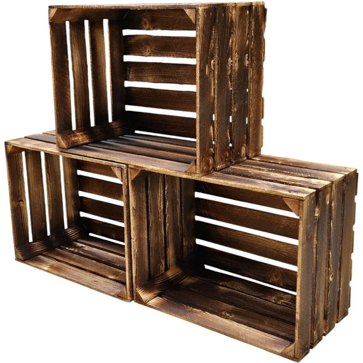 Obstkisten Geflammt Neu Dunkel 50 x 40 x 30cm 3 X – Bild 1