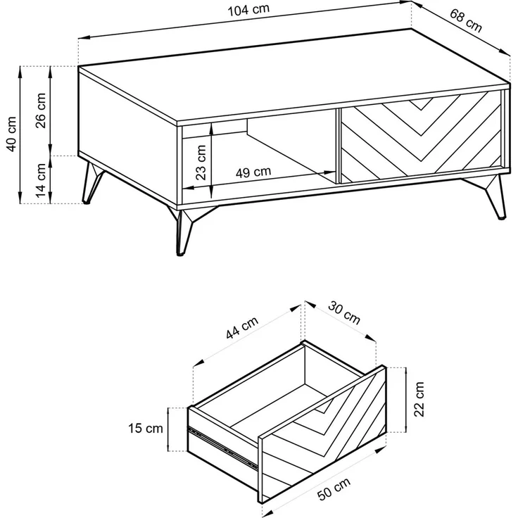 Selsey ‘Boulia’ Couchtisch mit Fischgrätmuster, 40 x 104 x 68 cm – Bild 4