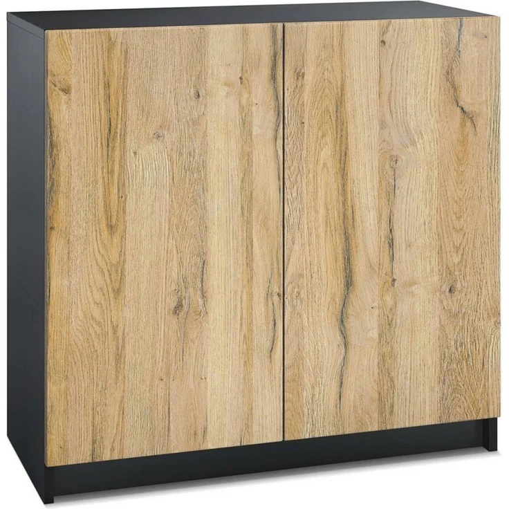 InnoFurn Kommode Elona Bürokommode (Aktenkommode, Schwarz matt (82 x 78 x 37 cm), Büroschrank mit Soft-Close & Push-to-Open – Bild 1