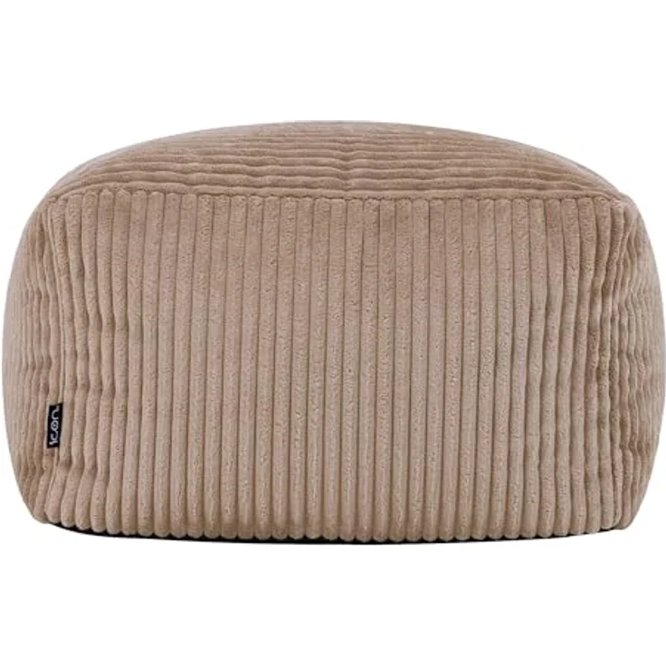 Icon Amara Hocker, Mokkabraun, Flauschiger Cord Stoff, Sitzsack Cord, Sitzpuff Hocker mit Füllung, Fußhocker für das Wohnzimmer, Deko Wohnzimmer – Bild 5