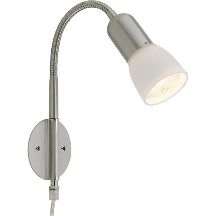 2x Wandleuchte, Metall, nickel, Glas, Spot beweglich, H 46cm – Bild 6