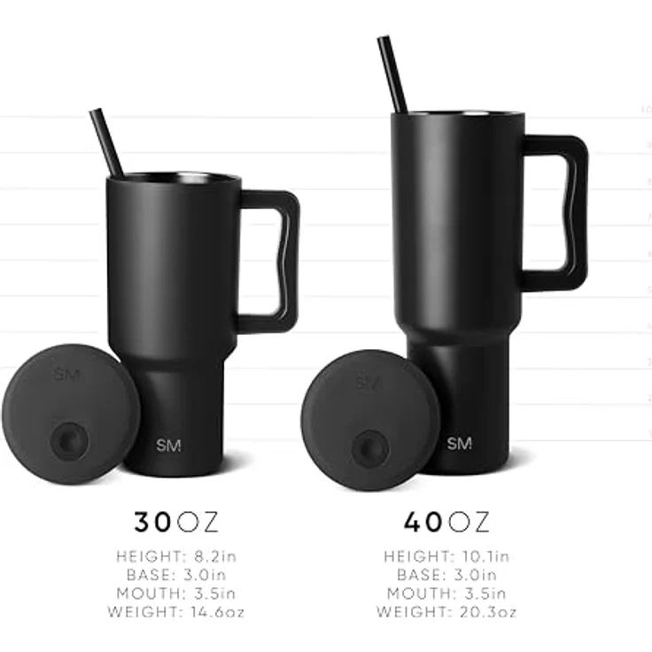 Simple Modern Thermobecher mit Strohhalm und Griff | Isolierter Edelstahl-Trinkbecher Eiskaffee-Reisebecher | Geschenke für Frauen und Männer | Trek | 1180ml | Forest – Bild 5