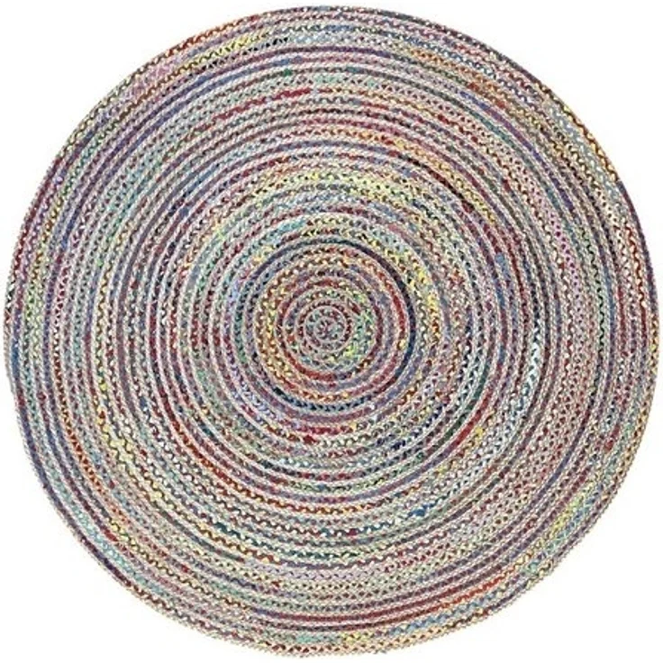 Wohnando Teppich MY-RUG Teppich Boho Circles, aus Jute & Baumwolle 100x100 cm,bunt, rund, Höhe: 10 mm, handgewebt, Natürliches Material, Boho-Stil, wendbar – Bild 4