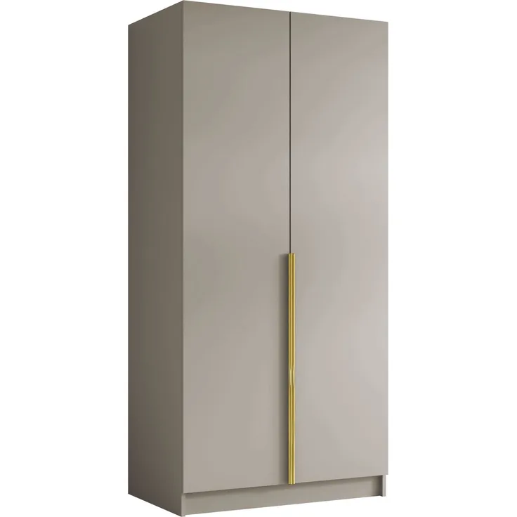 Drehtürenschrank Borton I, Kleiderschrank mit 2 Türen (Farbe: Cashmere / Cashmere + Gold)