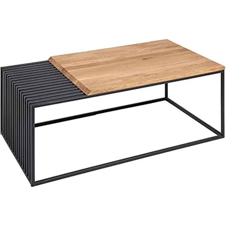 riess-ambiente Couchtisch ARCHITECTURE 100cm natur / schwarz (Einzelartikel, 1-St), Wohnzimmer · Eiche-Massivholz · Metall · geölt · Industrial Design