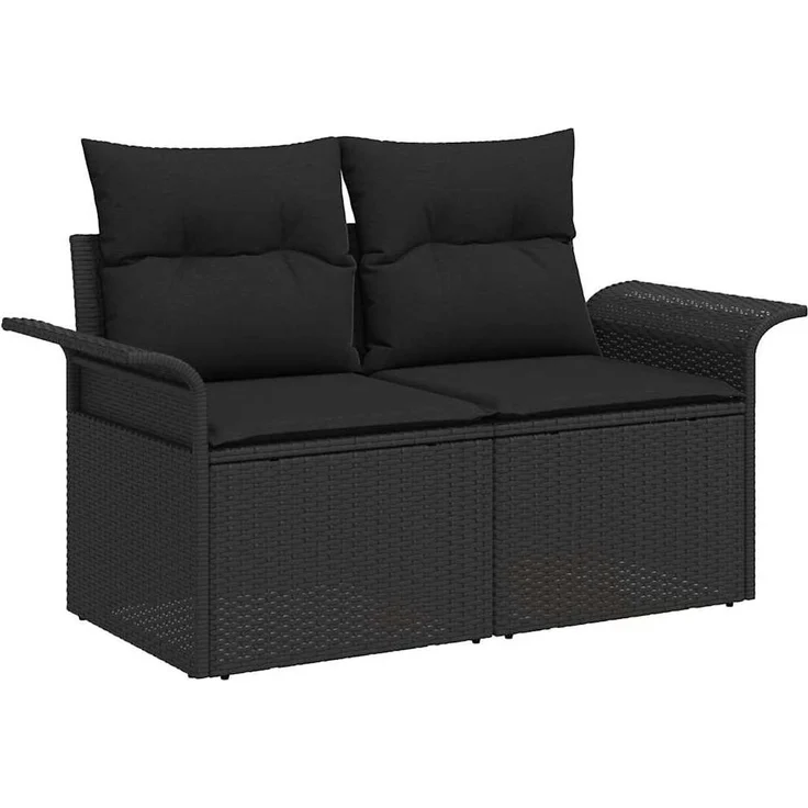 vidaXL Garten-Sofa-Set mit Speicher 6 pcs Schwarz Poly Rattan 3358060 – Bild 3