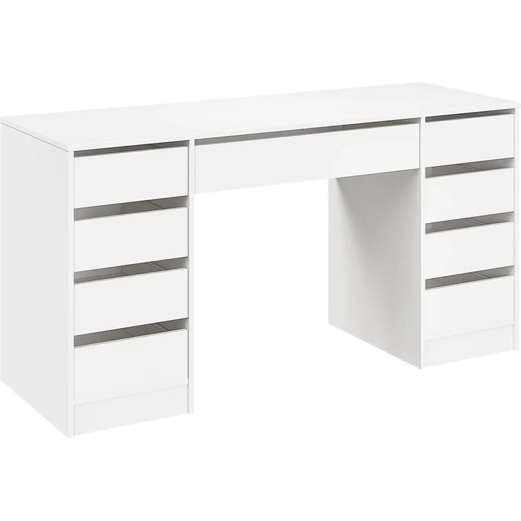 Bellamio 'Nore' Schreibtisch mit 9 Schubladen, weiß, 75x53x145 cm, Computertisch mit extra viel Stauraum – Bild 2