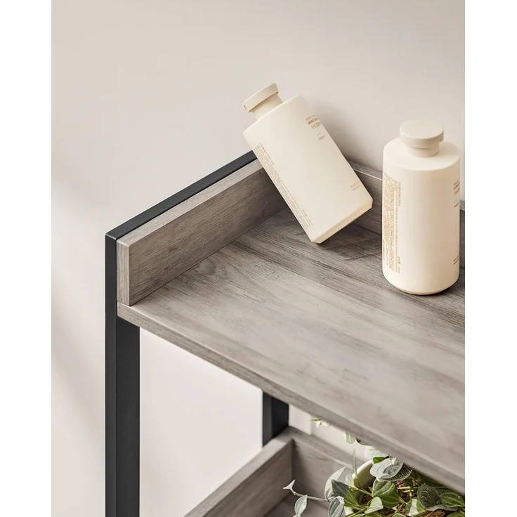 Vasagle Toilettenregal mit 3 offenen Ablagen, Holz | Stahl Greige-Schwarz, 63 x 25 x 165 cm – Bild 8