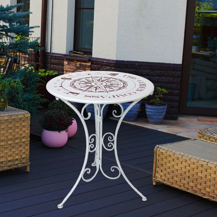 Bistrotisch, Kompass-Design, Eisen, weiß, 60 cm – Bild 3