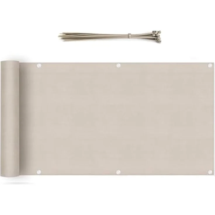 Sekey Balkon Sichtschutz HDPE 220g/m² | Wetterfest & Schnelltrocknend | Lichtdurchlässig & Blickdicht | 90x500cm, Taupe – Bild 1