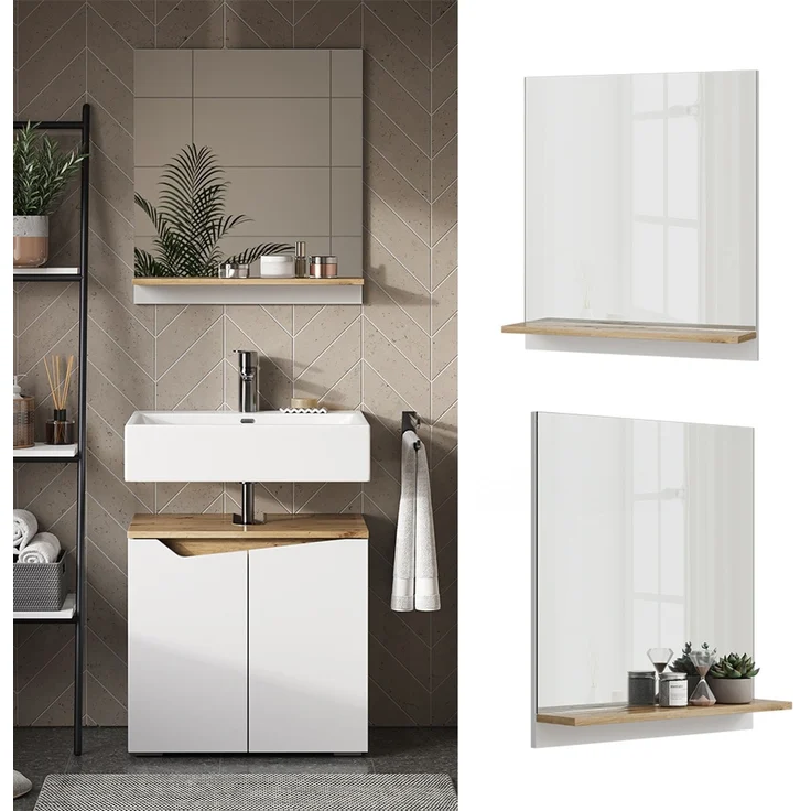 Badspiegelschrank Marelle Weiß/Artisan 60 x 67 cm mit Regal Vicco – Bild 2