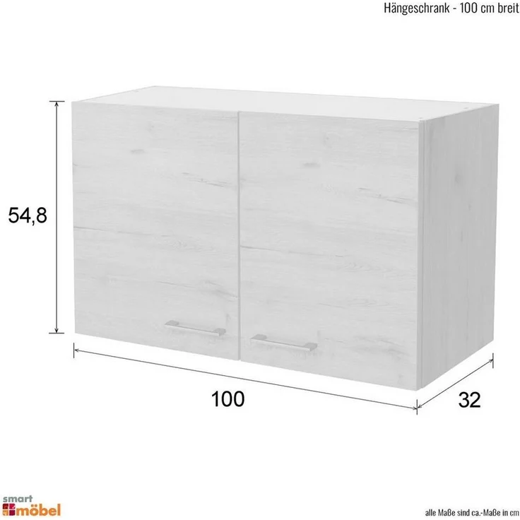 Flex-Well Hängeschrank Hängeschrank Küche - 100 cm breit - Buche – Namu – Bild 2