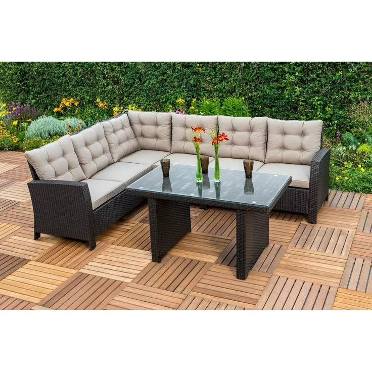 Merxx 'Salerno' Loungeset, für 6 Personen, Stahl/Polyrattan Braun
