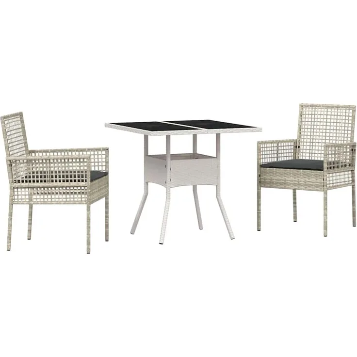 vidaXL Garten Essgruppe 3 pcs Hellgrau Poly-Rattan 3334933