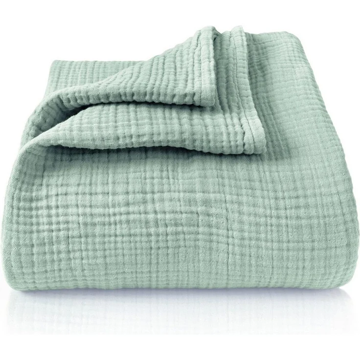 Laynenburg Tagesdecke Musselin aus 100% Baumwolle – Baumwolldecke, Kuscheldecke, Wohndecke als Sommerdecke, Bett-Überwurf, Couch-Überwurf, Sofa-Decke – Bild 1