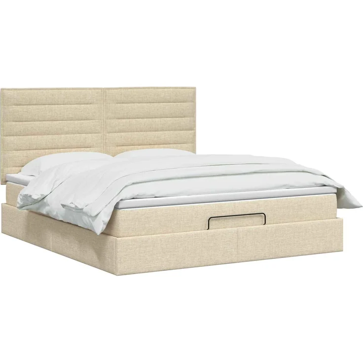 vidaXL Ottoman-Bett mit Matratze und LED Creme 160 x 200 cm Stoff 3458005 – Bild 3