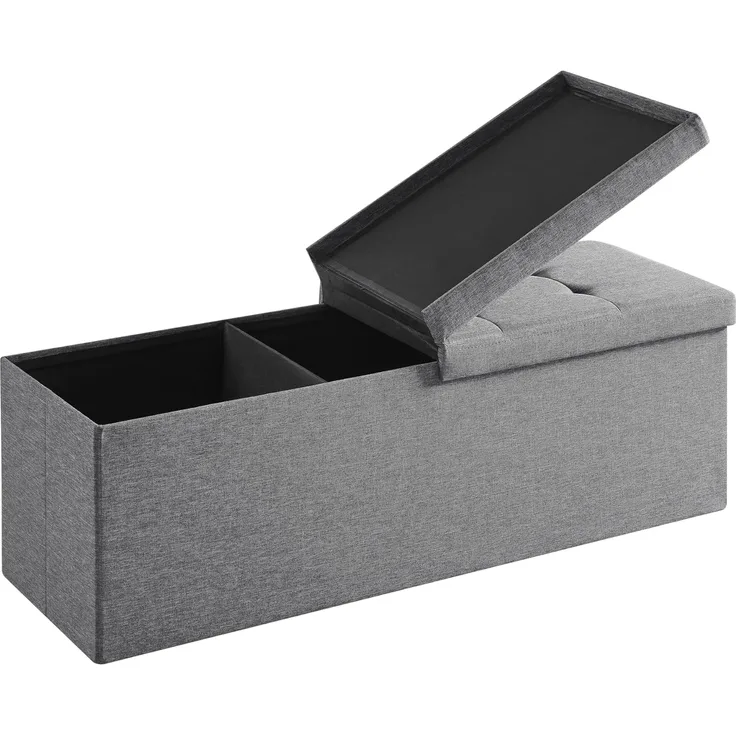 Zedelmaier Sitzbank mit Stauraum Sitzhocker Faltbar Sitztruhe belastbar bis 300 kg, Deckel Abnehmbar, 114 x 38 x 38 cm Hellgrau