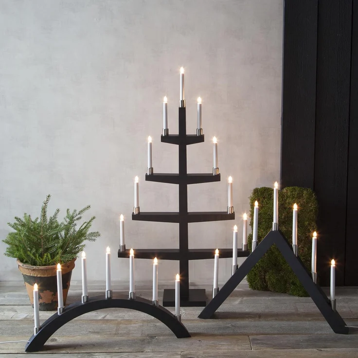 LED Lichterbogen ,Tall', 7-flammig, dreieckig, Holz, schwarz, H 63cm, B 66cm – Bild 3