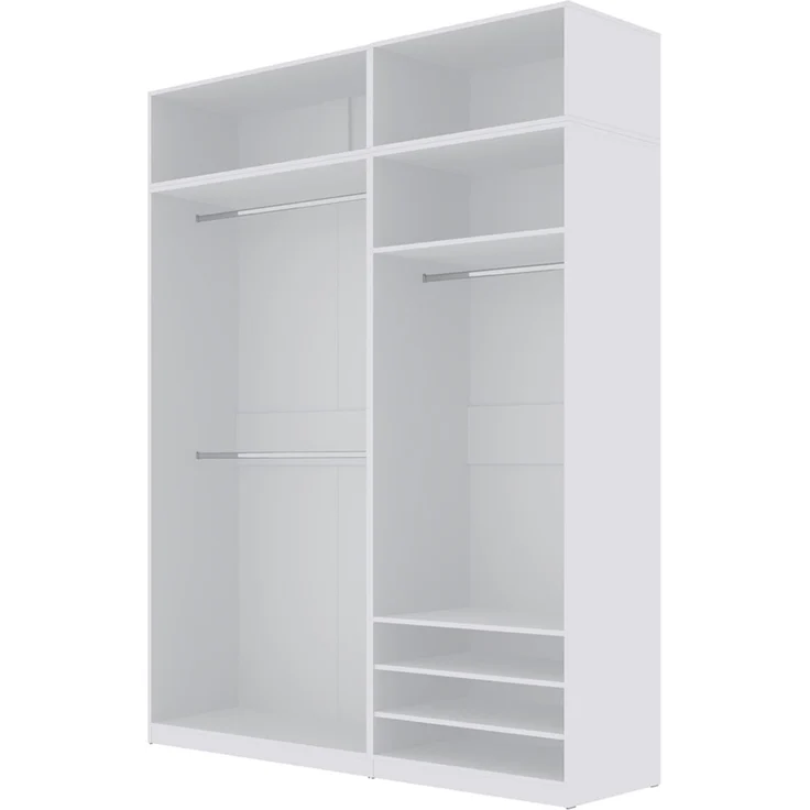 Marmex Möbel Tres Set-K/N (B) Schlafzimmerschrank mit Aufsatz, praktischer Einbauschrank ohne türen, Kleiderschrank mit Regalen und Kleiderstangen, laminierte Spanplatte, weiß 180x246x51 cm – Bild 1