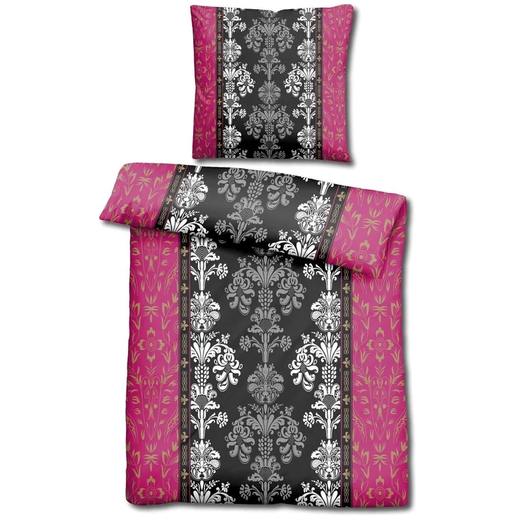 CloudComfort Basic Mikrofaser Bettwäsche schwarz/pink 135 x 200 + 80 x 80 cm