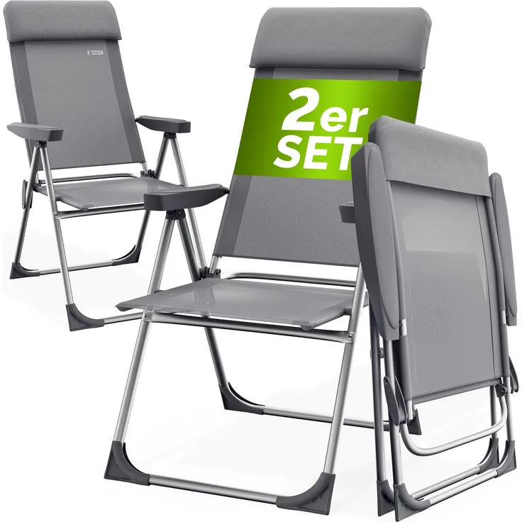 Casaria Alu Gartenstuhl Klappbar Grau 2er Set
