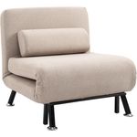 HOMCOM Sessel mit Bettfunktion, Rückenkissen (Klappbett mit Bettfunktion, 1-St, Schlafsessel), für Schlafzimmer, Beige, 75cm x 70cm x 75cm