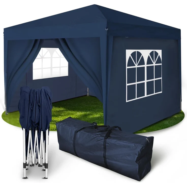 Kronenburg Faltpavillon wasserdicht Dachmaß 2x2 m UV Schutz 50+ Pavillon in Blau mit 4 Seitenteilen – Bild 1
