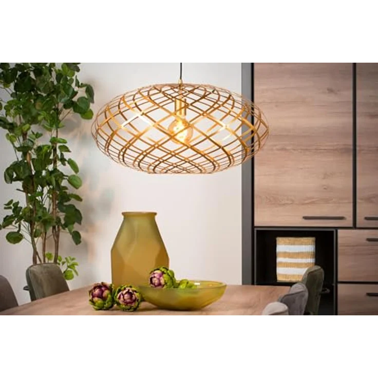LUCIDE WOLFRAM Pendelleuchte, Ø 65 cm, 1xE27, Höhenverstellbar, Mattes Gold/Messing, Metall, Dimmer-kompatibel – Bild 4