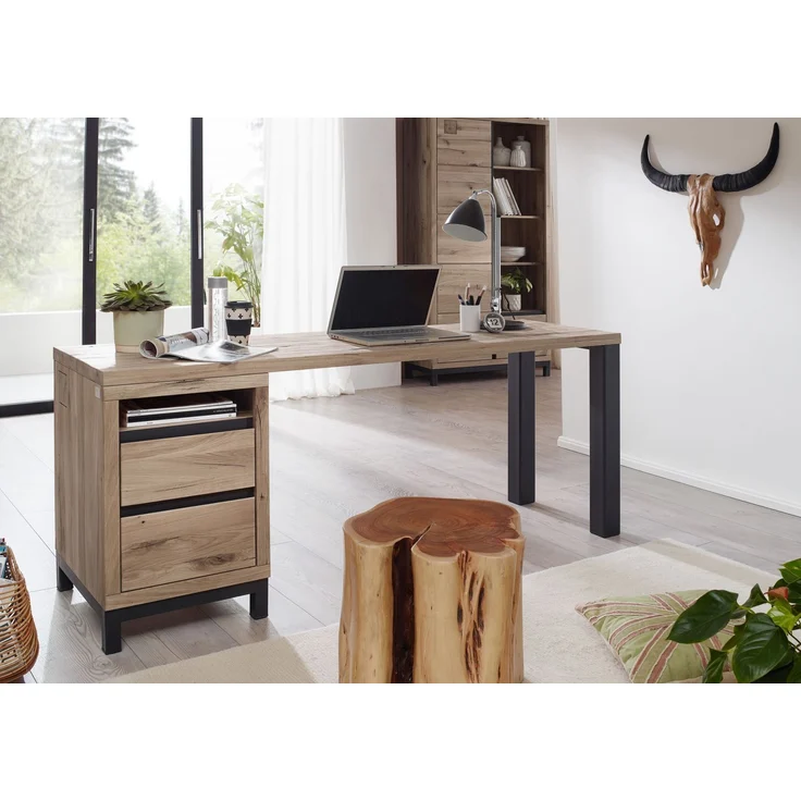 Schreibtisch Wildeiche 220x55x76 bianco geölt VILLANDERS #242 – Bild 6
