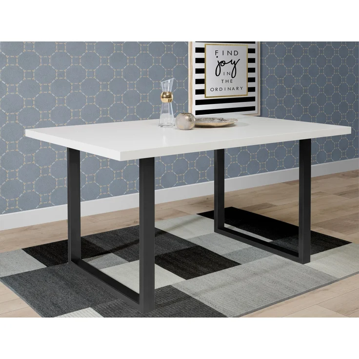 Esstisch >TABLES< in Weiss, U-Metallgestell schwarz - 160x74,7x90cm (BxHxT) – Bild 3