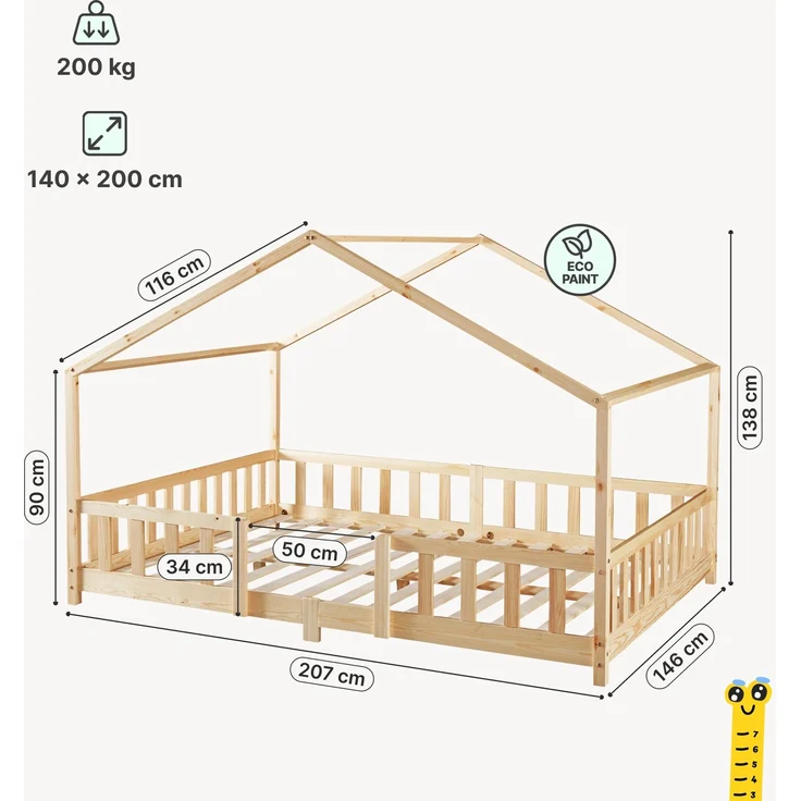 Kinderbett Treviolo 140x200 cm Holzfarben [en. casa] – Bild 2