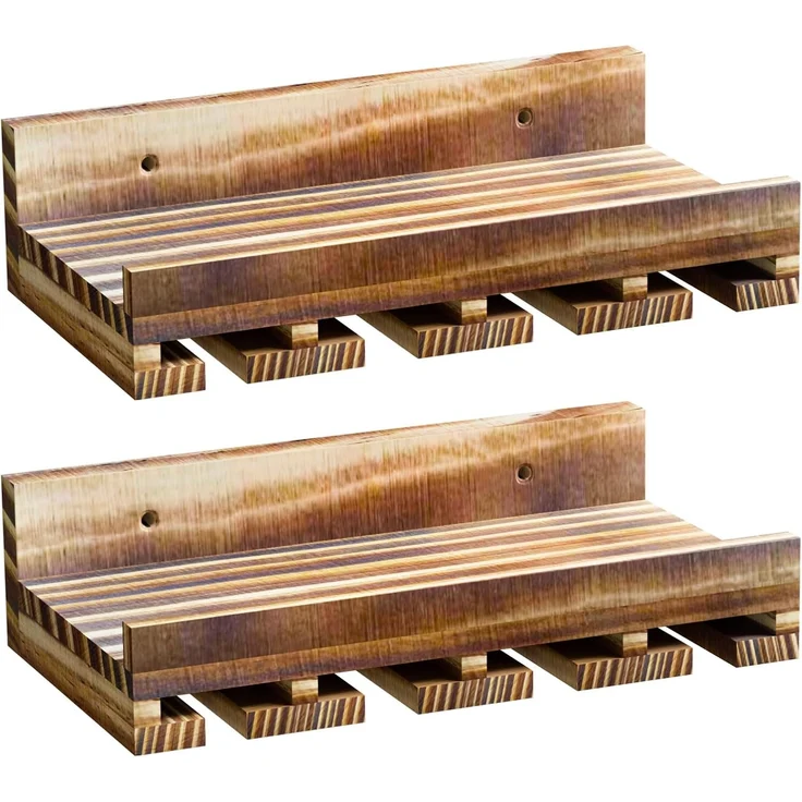 Yorbay Weinregal Set, Weinregal aus Holz Wandregal für Flaschen & Gläser, Wandregal Wandmontiertes Weinregal – Bild 9