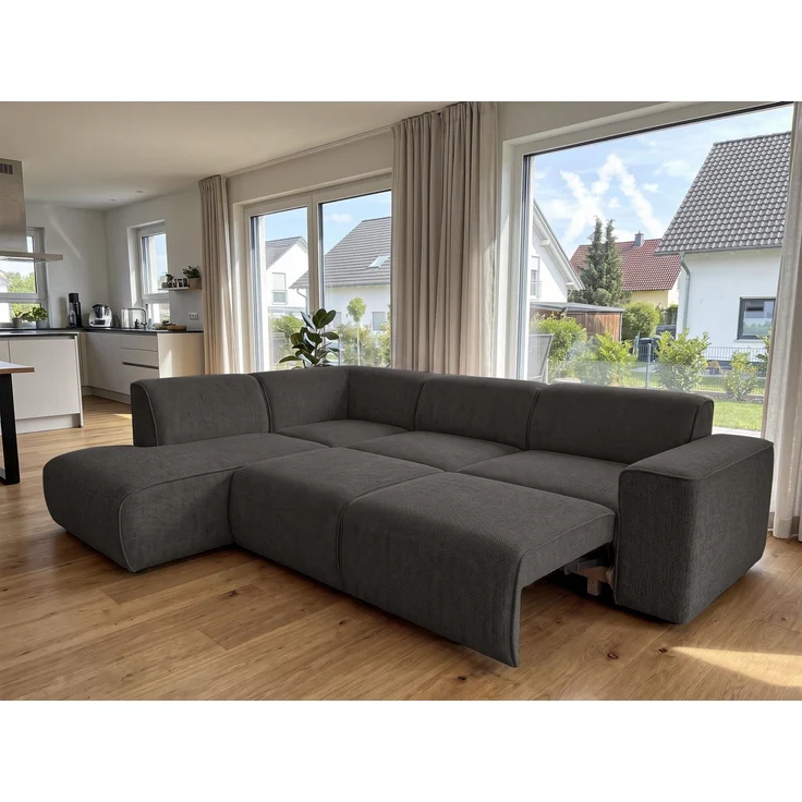 AX LIVING Wohnlandschaft mit Schlaffunktion Ruyam Grau Sofa L – Bild 2