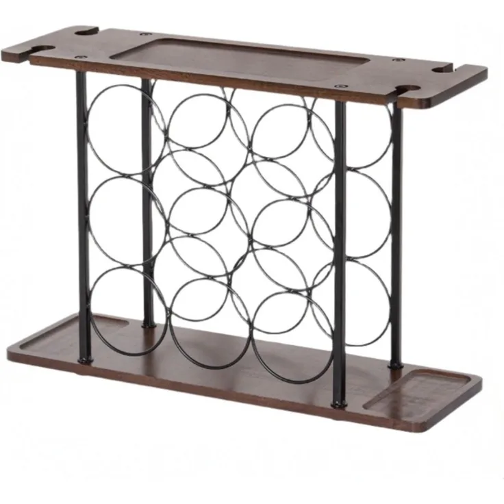 Todeco Weinregal Metall, Flaschenregal 9 Flaschen Wein, Weinhalter Weinständer Flaschenständer Einfach Anzubringen, für Küche, Esszimmer, Bar