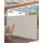 SONGMICS Seitenmarkise, ausziehbar, 180 x 350 cm, Sichtschutz, Sonnenschutz, Blickdicht, Seitenrollo, für Balkon, Terrasse, Garten, beige GSA185T02