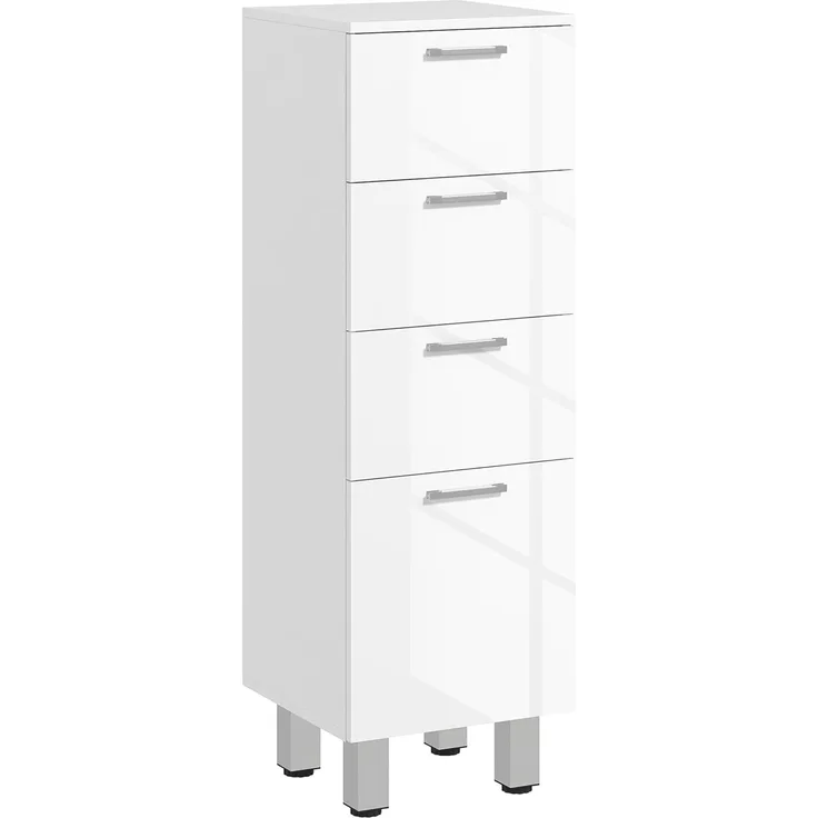Kleankin Badkommode Badezimmerschrank (Badezimmer-Aufbewahrungsschrank, 1 St, mit Schublade, verstellbare Füße), 30 x 30 x 93 cm, Weiß