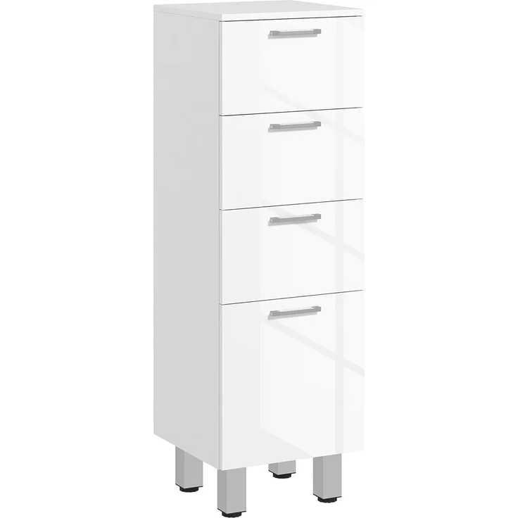 Kleankin Badkommode Badezimmerschrank (Badezimmer-Aufbewahrungsschrank, 1 St, mit Schublade, verstellbare Füße), 30 x 30 x 93 cm, Weiß – Bild 1