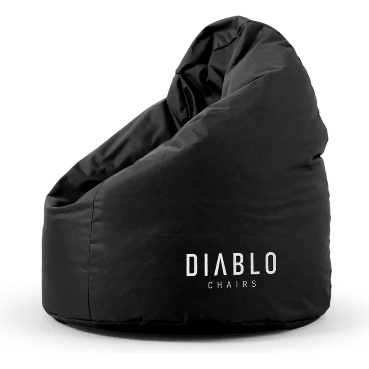 Diablo Kinder-Pouf, Craft Edition, ergonomischer Sitz, mit Granulatfüllung, strapazierfähiges Cordura, wasserdicht, leicht und kompakt, Spielmuster, Maße 80 x 110 x 80 cm, Schwarz – Bild 1